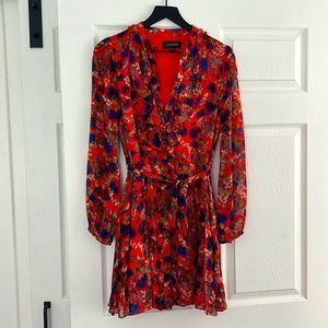 Saloni colorful belted mini dress